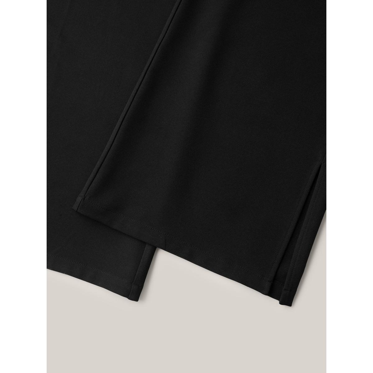 Plus Size Side Slit Plain Bootcut Pants Women Black Workwear Essentials Bodycon Mid Rise Office Pants BloomChic 10/M Product Image