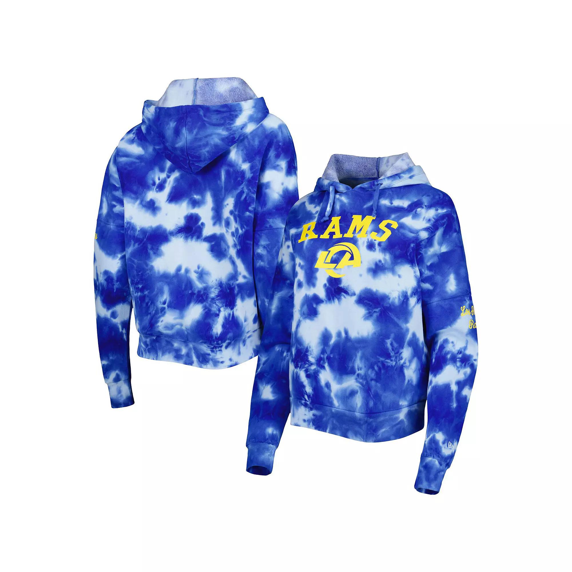 Women's New Era Royal Los Angeles Rams Cloud Dye Fleece Pullover Hoodie,  Product Image