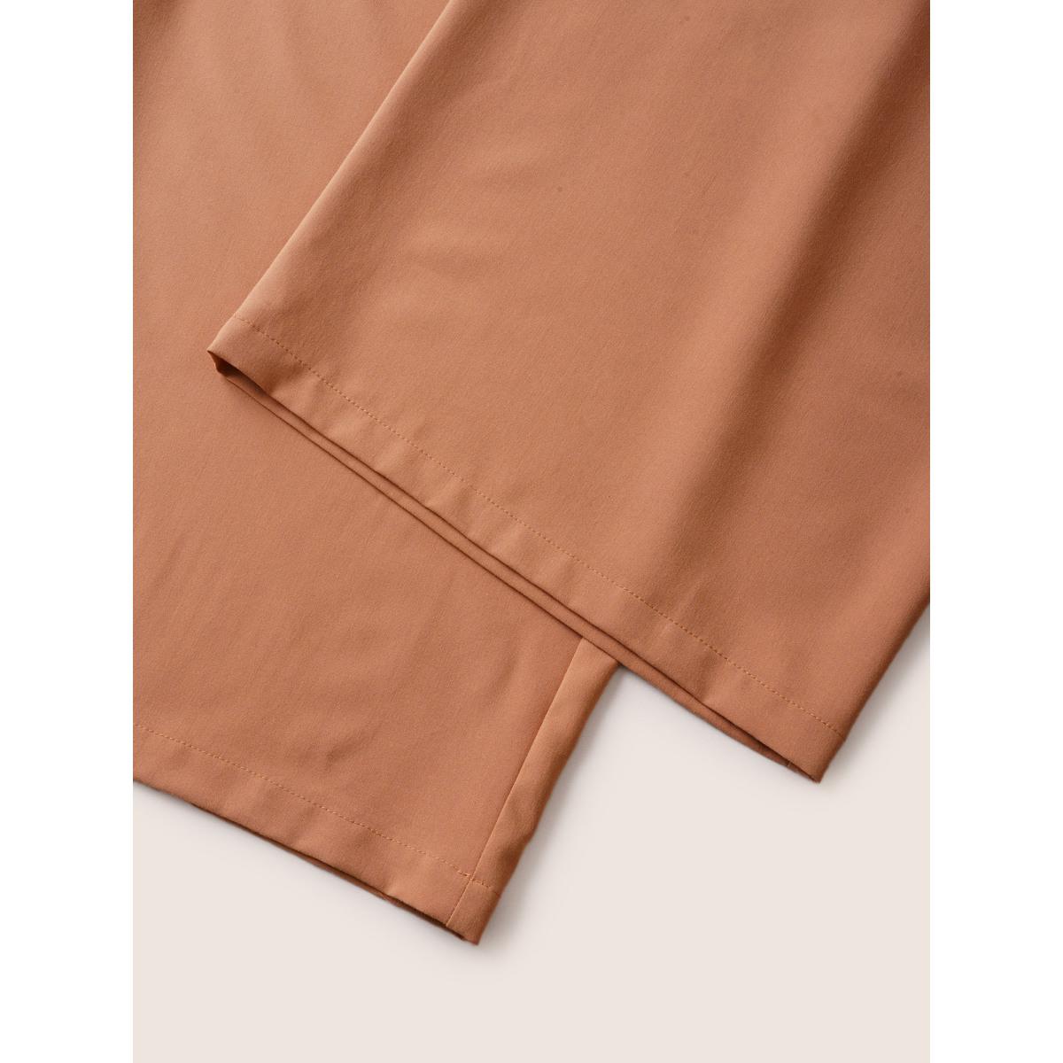 Plus Size Plain Zipper Fly Pleated Wide Leg Pants Women Coral Casual Wide Leg High Rise Everyday Pants BloomChic 30/6X Product Image