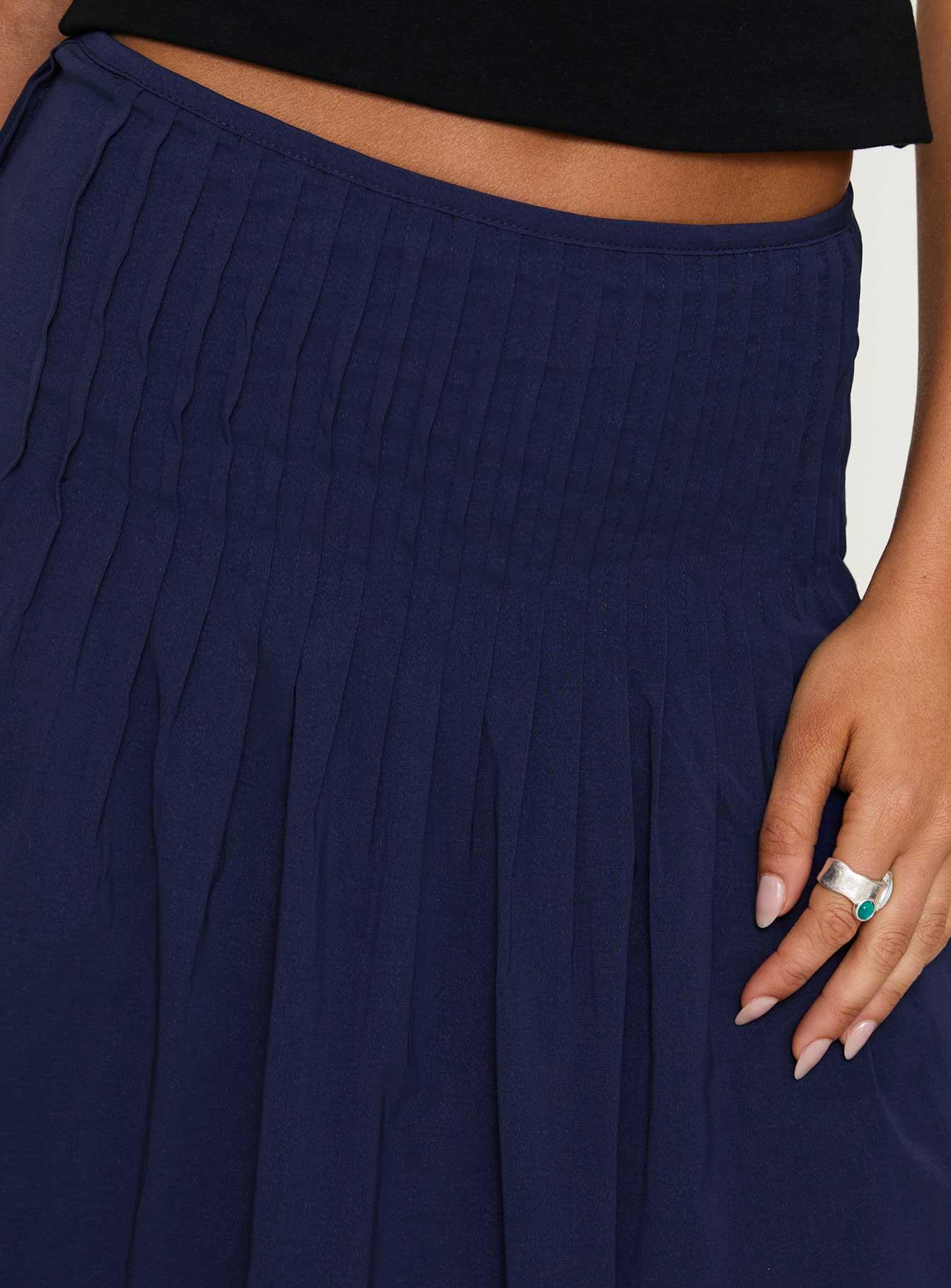 Elaila Pleat Midi Skirt Navy Product Image