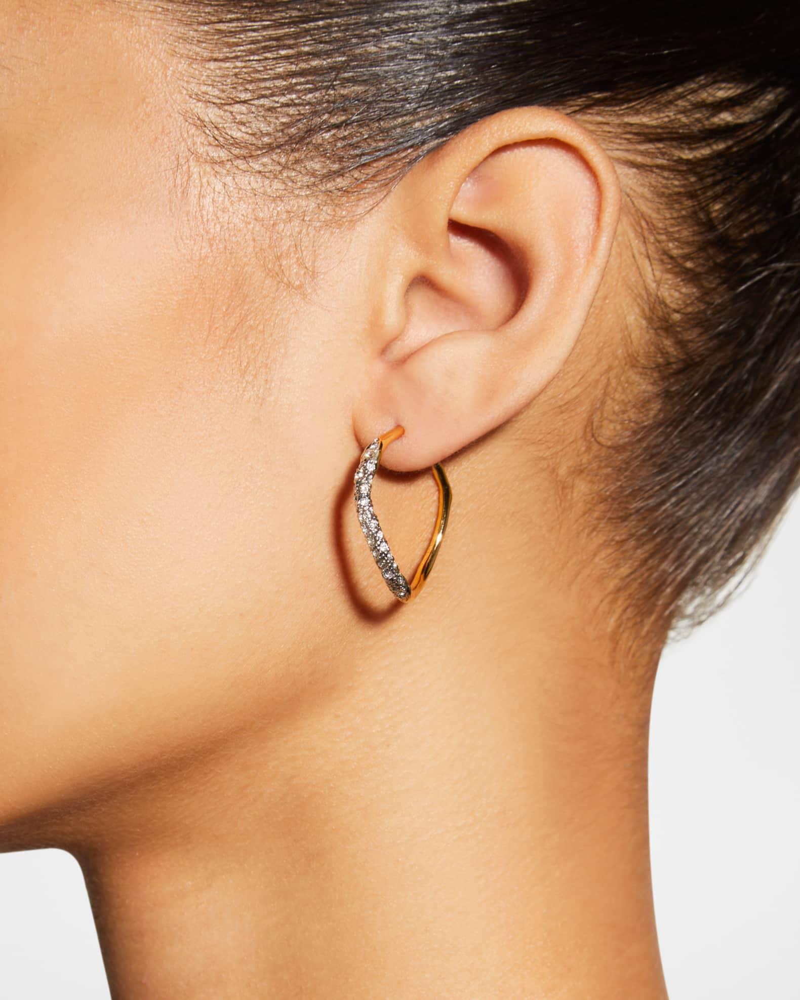 Medium Two-Toned Pave Hoop Earrings Product Image