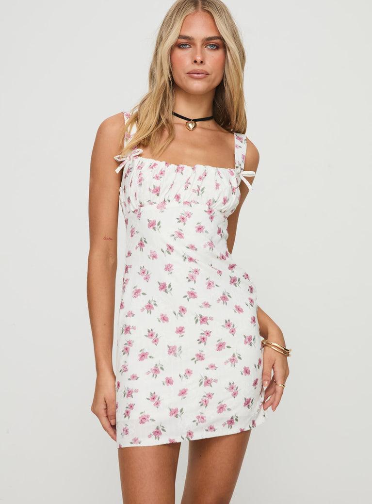 Hughie Mini Dress White / Red Floral Product Image