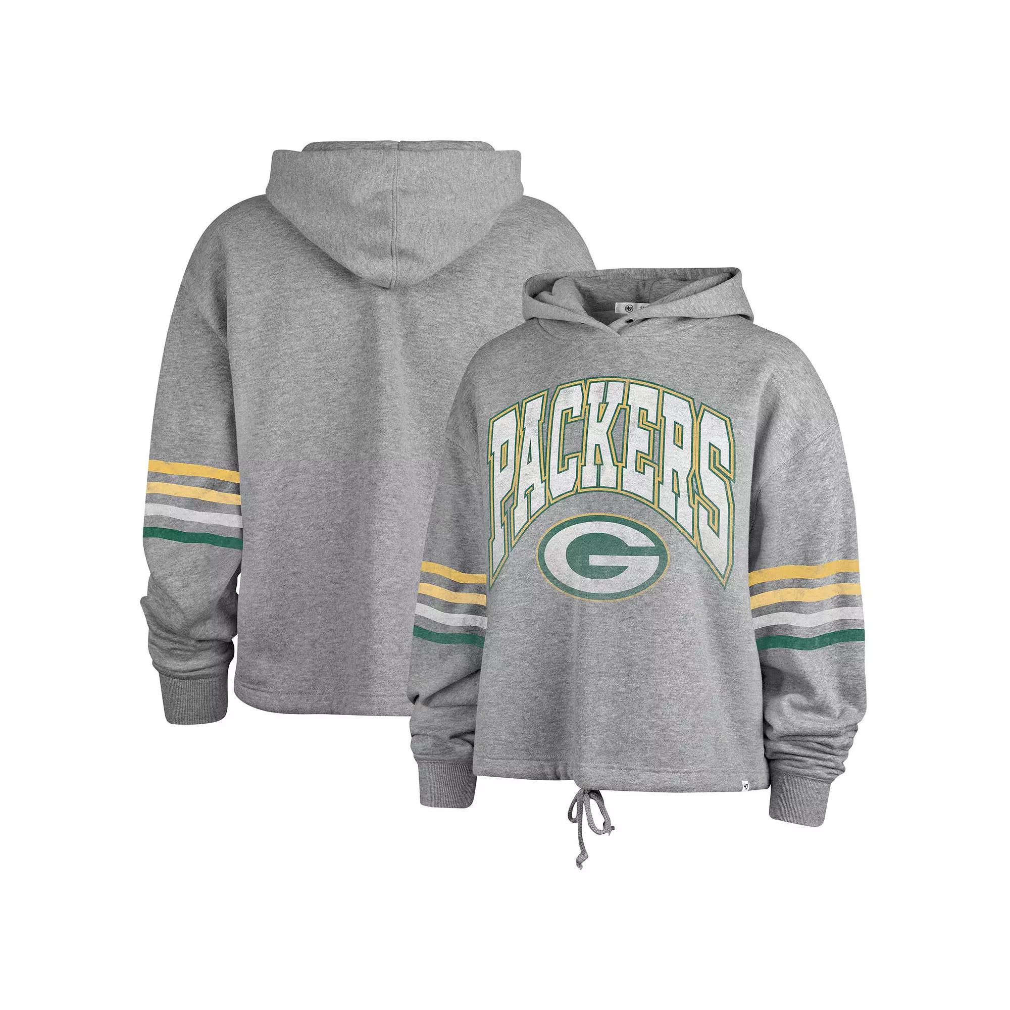 Women's '47 Gray Green Bay Packers Upland Bennett Pullover Hoodie, Size: Small, Grey Product Image