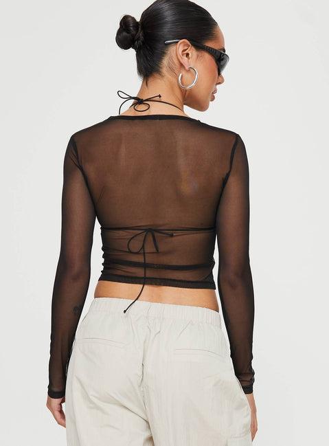 Future Mesh Long Sleeve Top Black Product Image