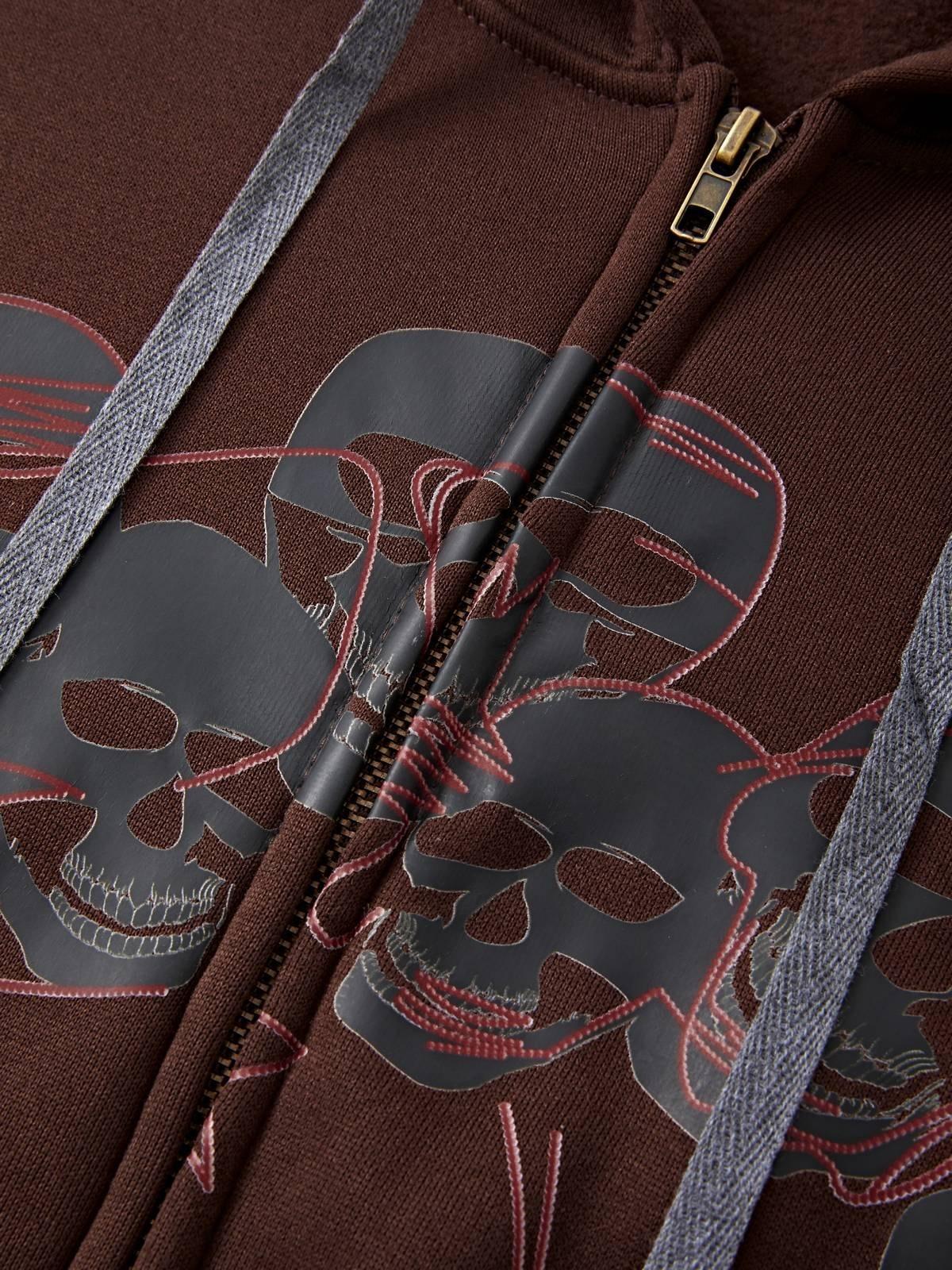 Vintage Skull Graphic Zip Up Hoodie Product Image