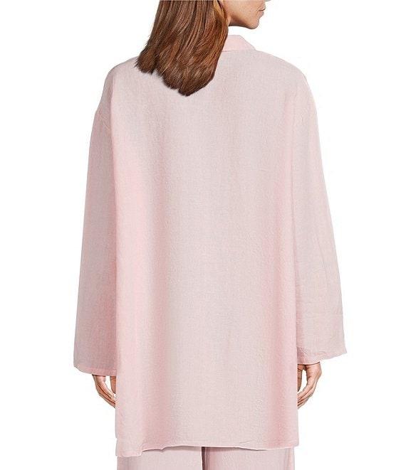 Bryn Walker Mirren Light Linen Point Collar Long Sleeve High-Low Oversized Shirt Product Image