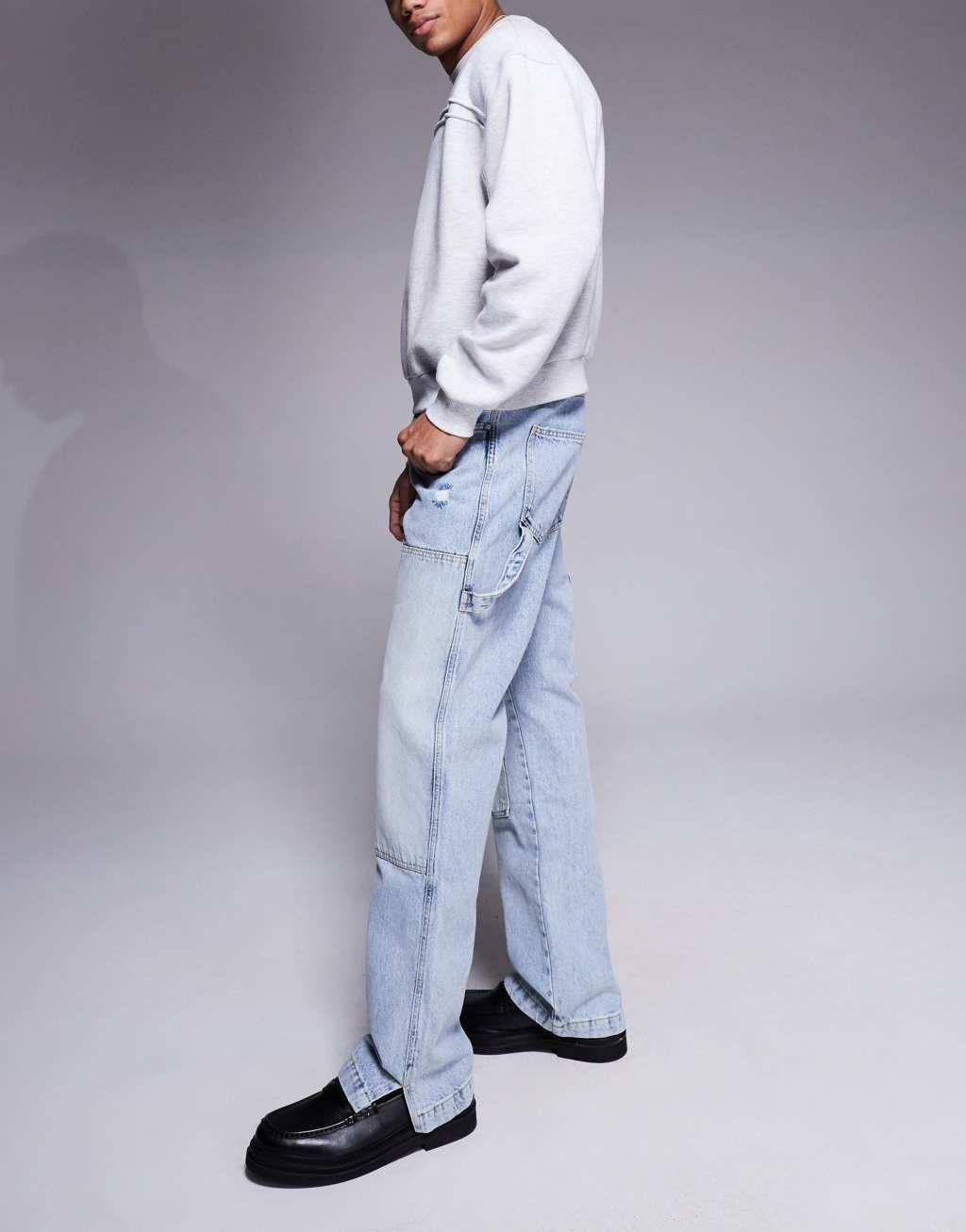 The Couture Club carpenter rivet detail jeans in blue wash  Product Image