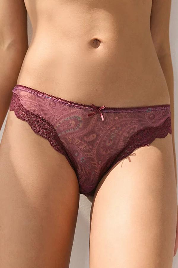 Out From Under Angel Mesh Lace Trim Thong Womens at Urban Outfitters Product Image