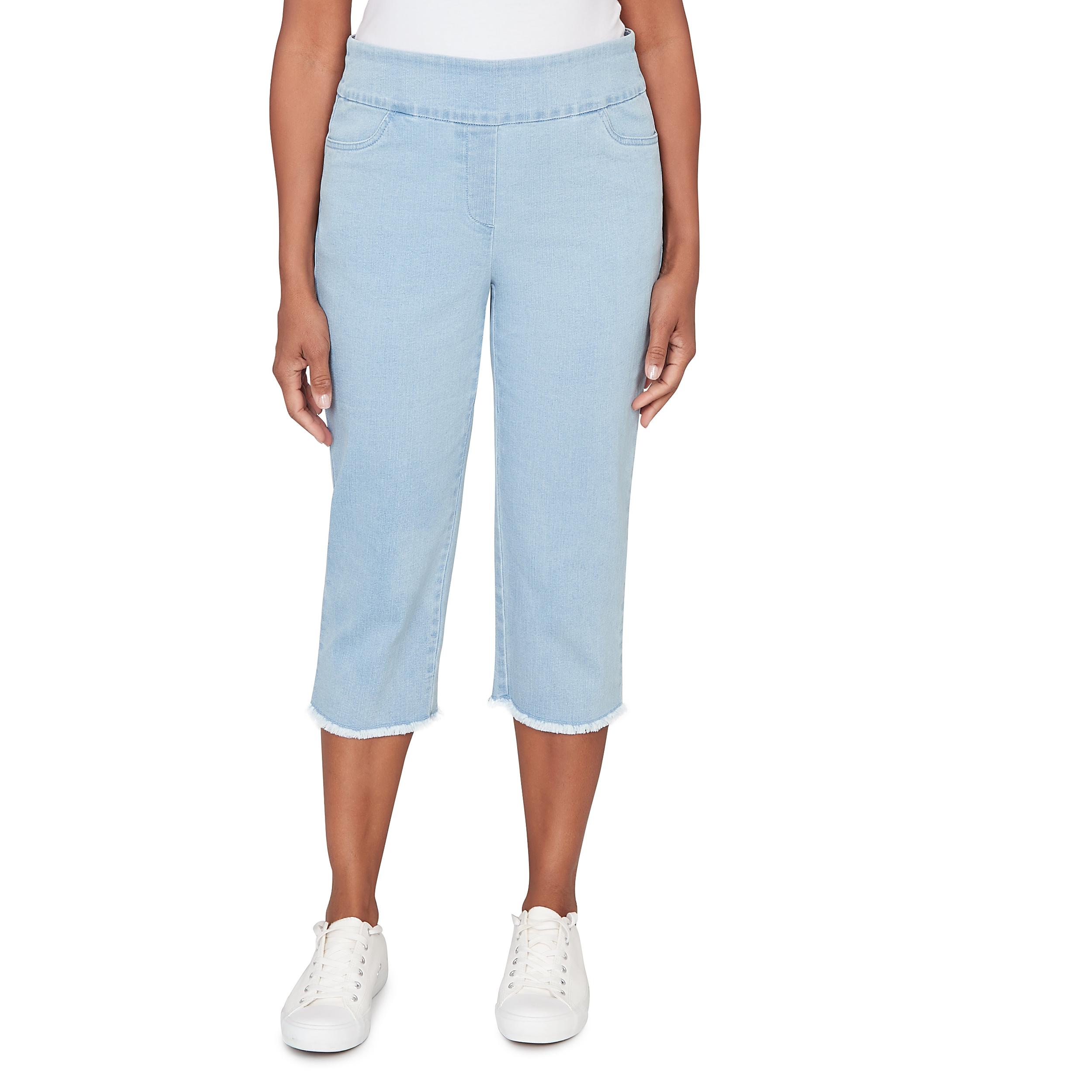 Alfred Dunner Super Stretch Denim Fringe Capri Pant- Petite Product Image