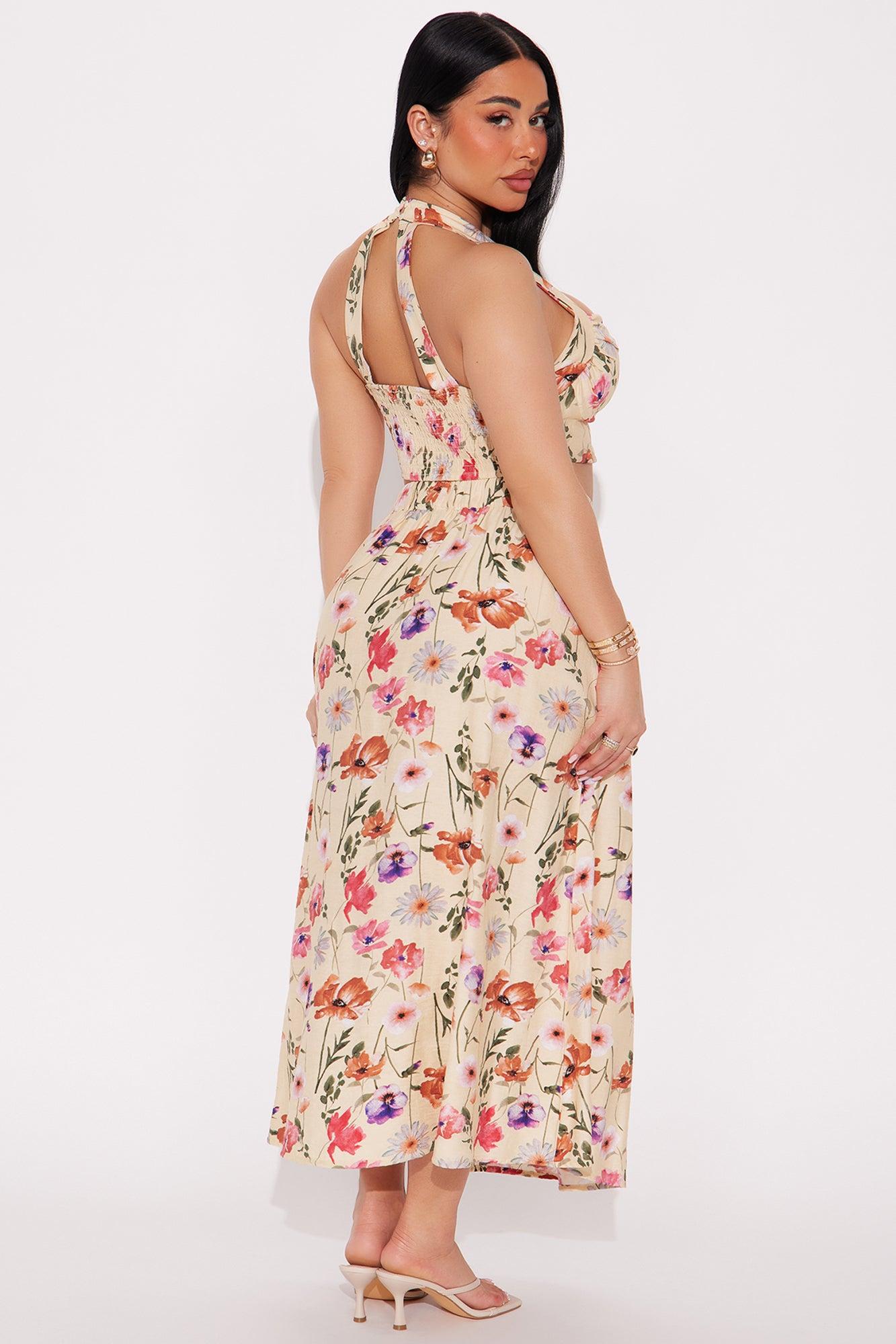 Floral Embrace Midi Skirt Set - Cream/combo Product Image