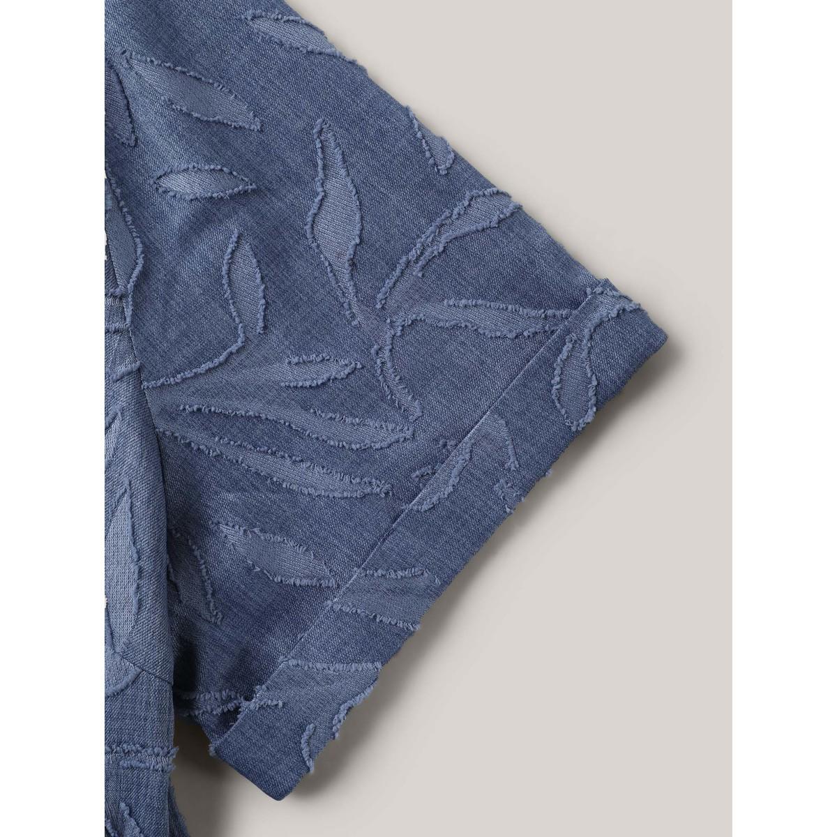 Plus Size Notched Collar Textured Pocket Midi Dress Cerulean Women Notched collar Short sleeve Curvy BloomChic 10/M Product Image