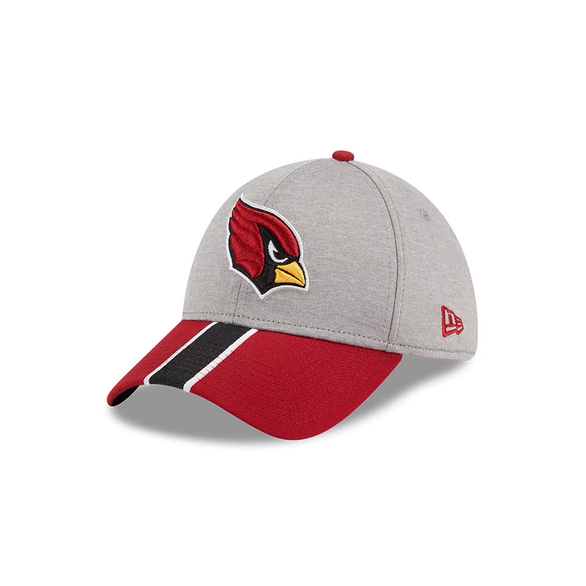 Men's New Era Heather Gray/Cardinal Arizona Cardinals Striped 39THIRTY Flex Hat, Size: Medium/Large, Grey Product Image