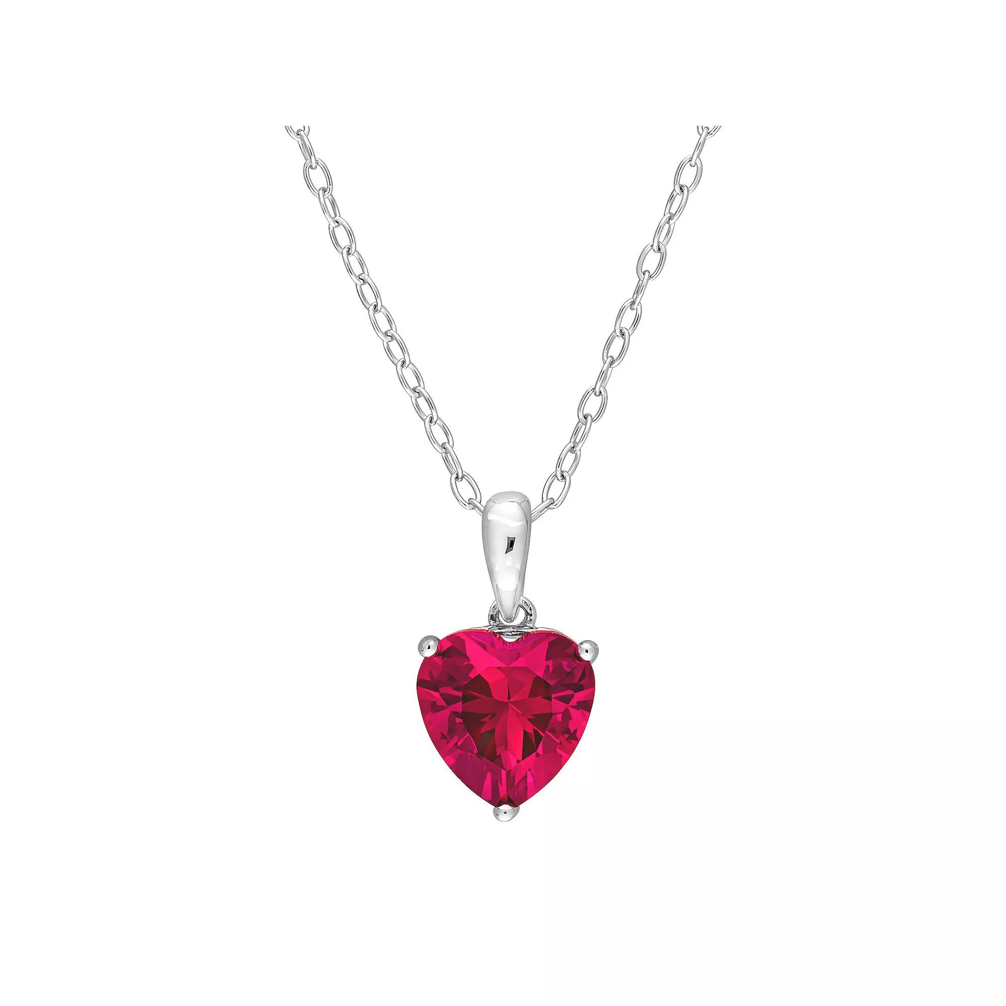 Stella Grace Sterling Silver & Gemstone Heart Stud Pendant Necklace, Women's,  Product Image
