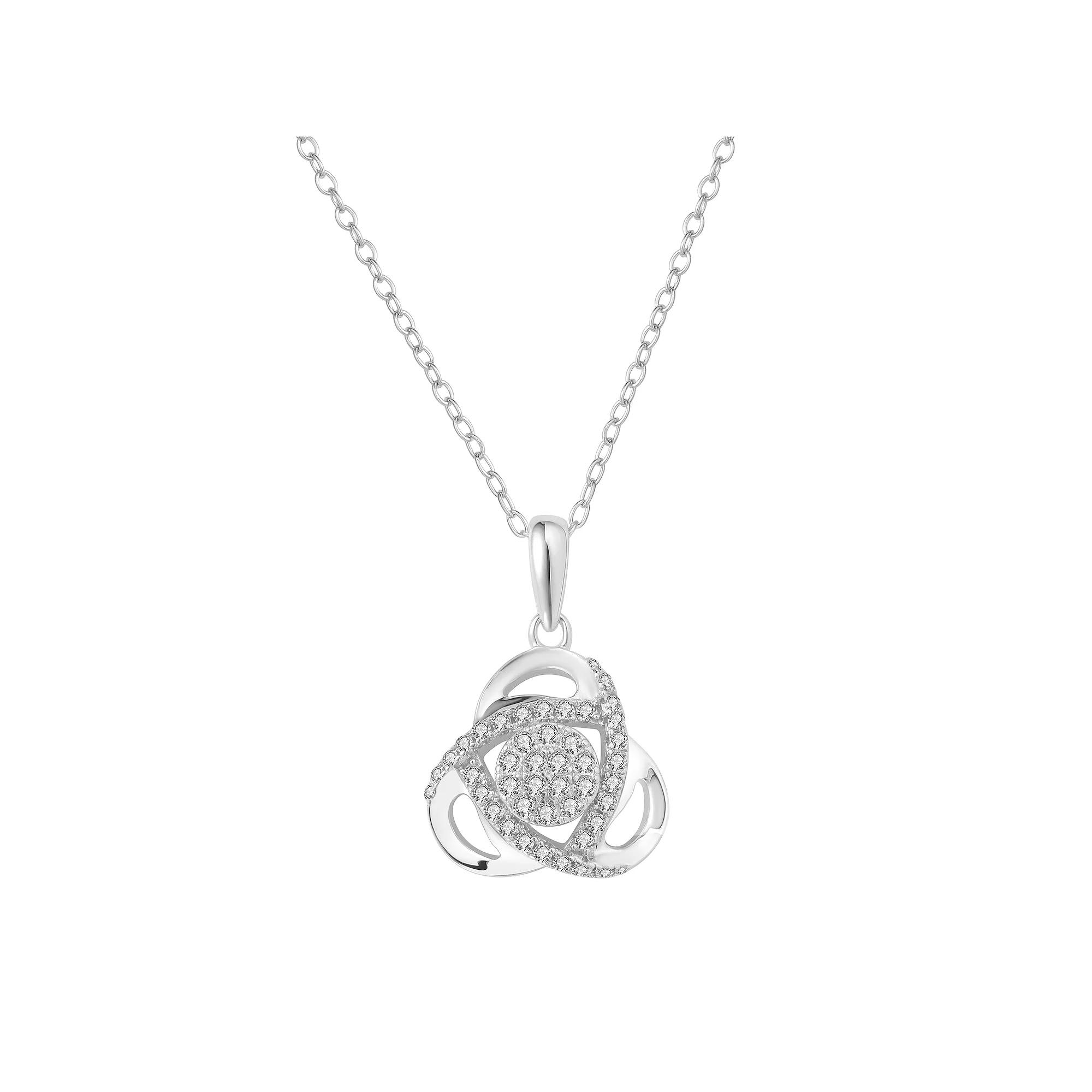 Sterling Silver 1/4 Carat T.W. Diamond Knot Pendant Necklace, Women's, Size: 18" Product Image