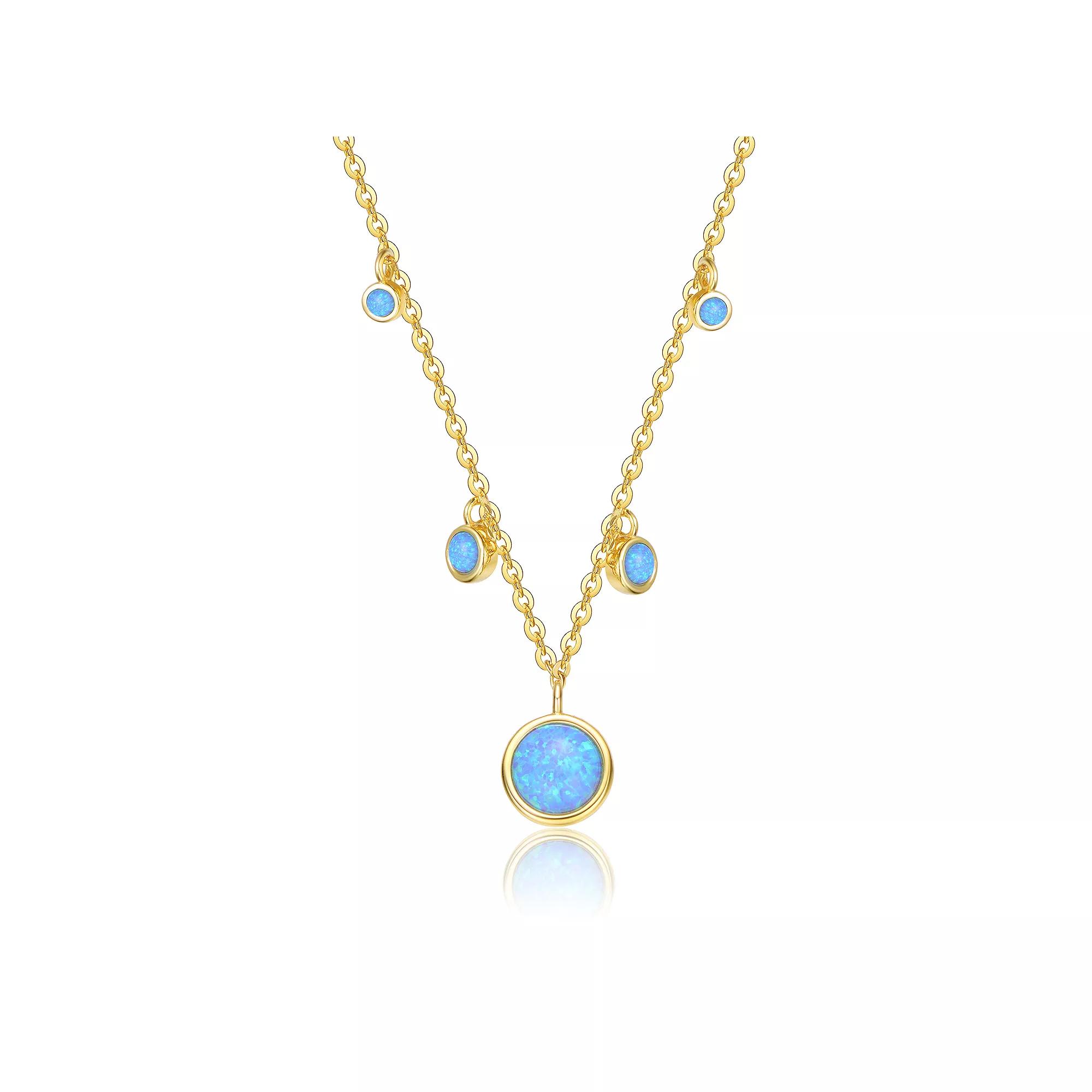 14k Gold over Sterling Silver Cubic Zirconia Round Spring Ring Pendant Necklace, Womens Gold Tone Product Image