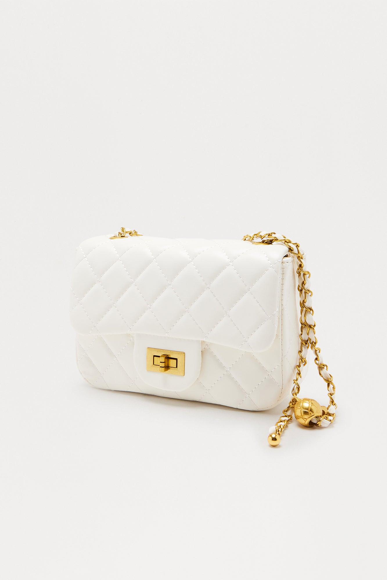 Looks Like It Quilted Faux Leather HandBag - Ivory Product Image