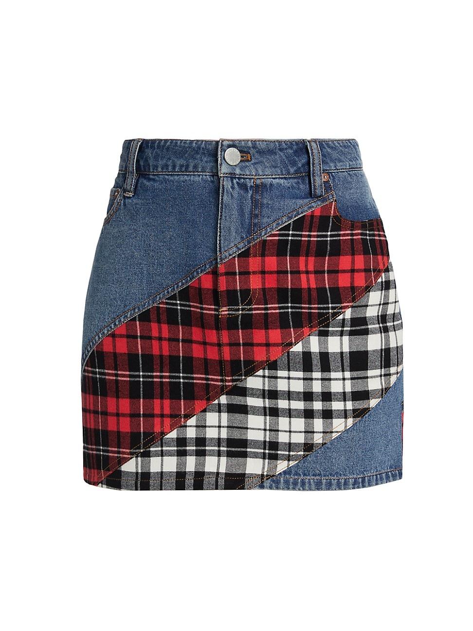 Womens Lisanne Patchwork Denim Miniskirt Product Image