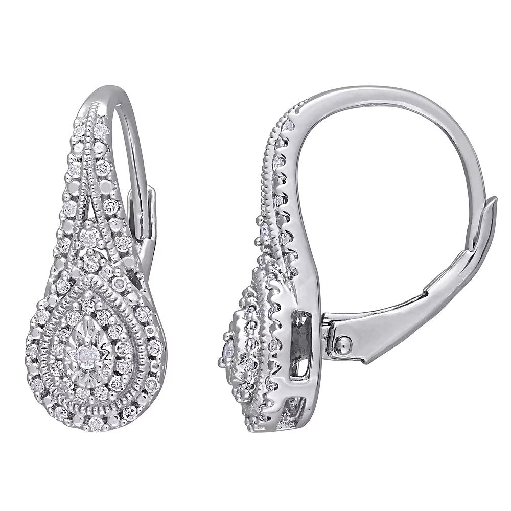 Stella Grace Sterling Silver 1/4 Carat T.W. Diamond Leverback Earrings, Women's Product Image