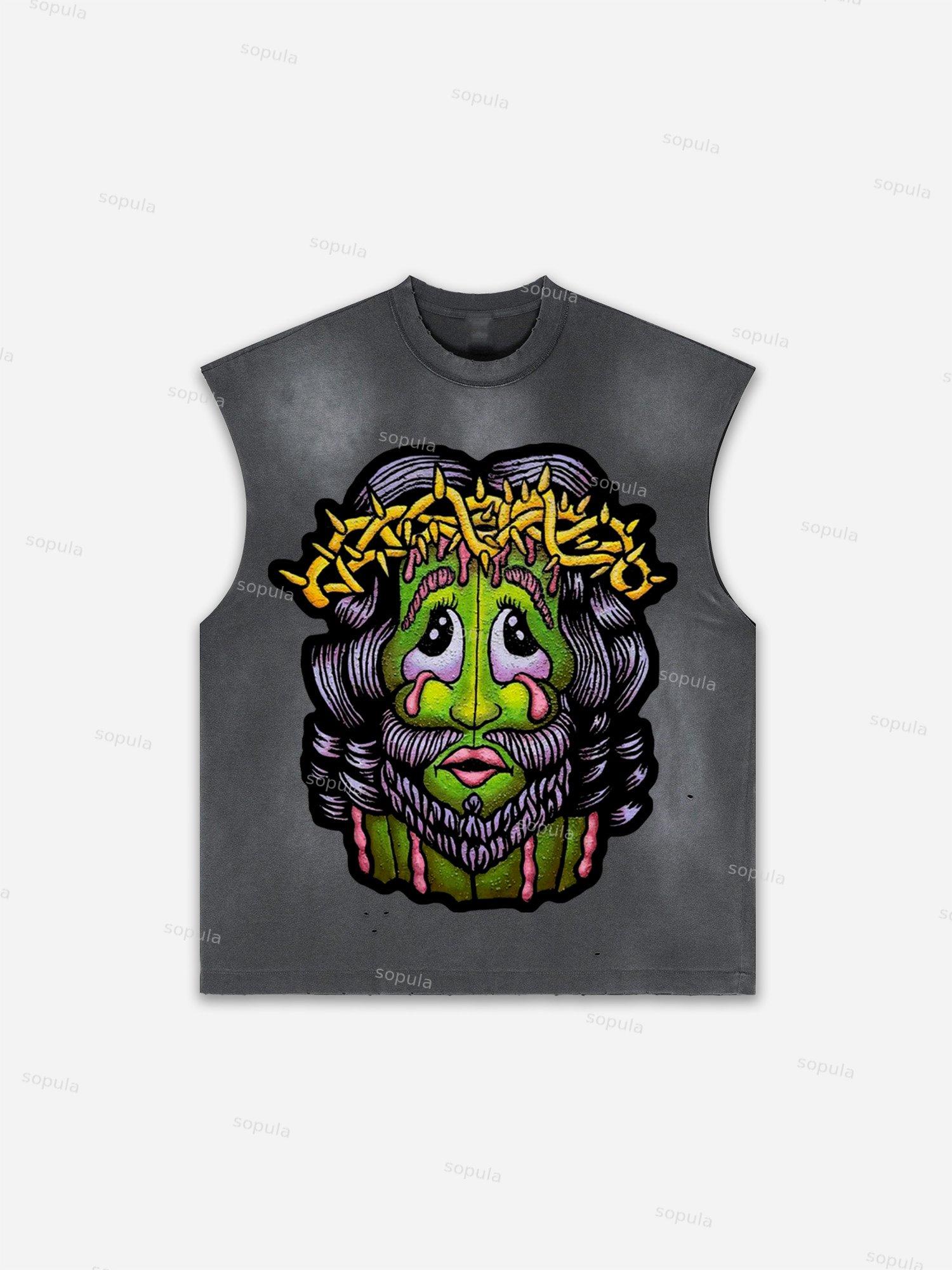 Western Eagle Graphic Men's Washed Tank Top Sleeveless Shirts Product Image