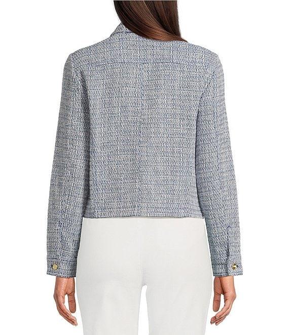 J.McLaughlin Colby Tweed Point Collar Long Sleeve Button Front Jacket Product Image