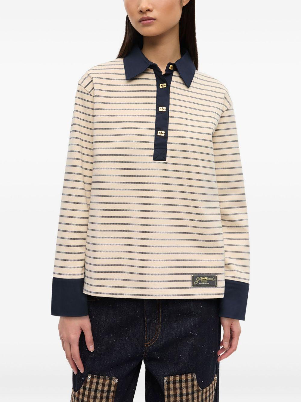 striped long-sleeve polo shirt Product Image