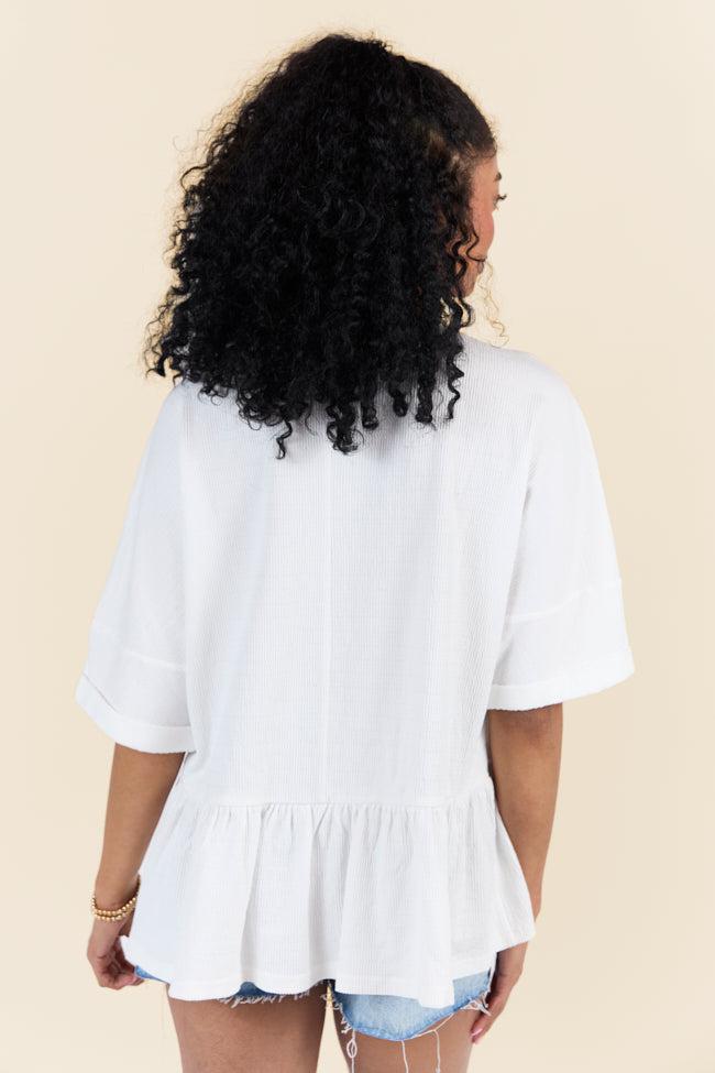 Caught In The Moment Ivory Textured Knit Henley Tee FINAL SALE Product Image