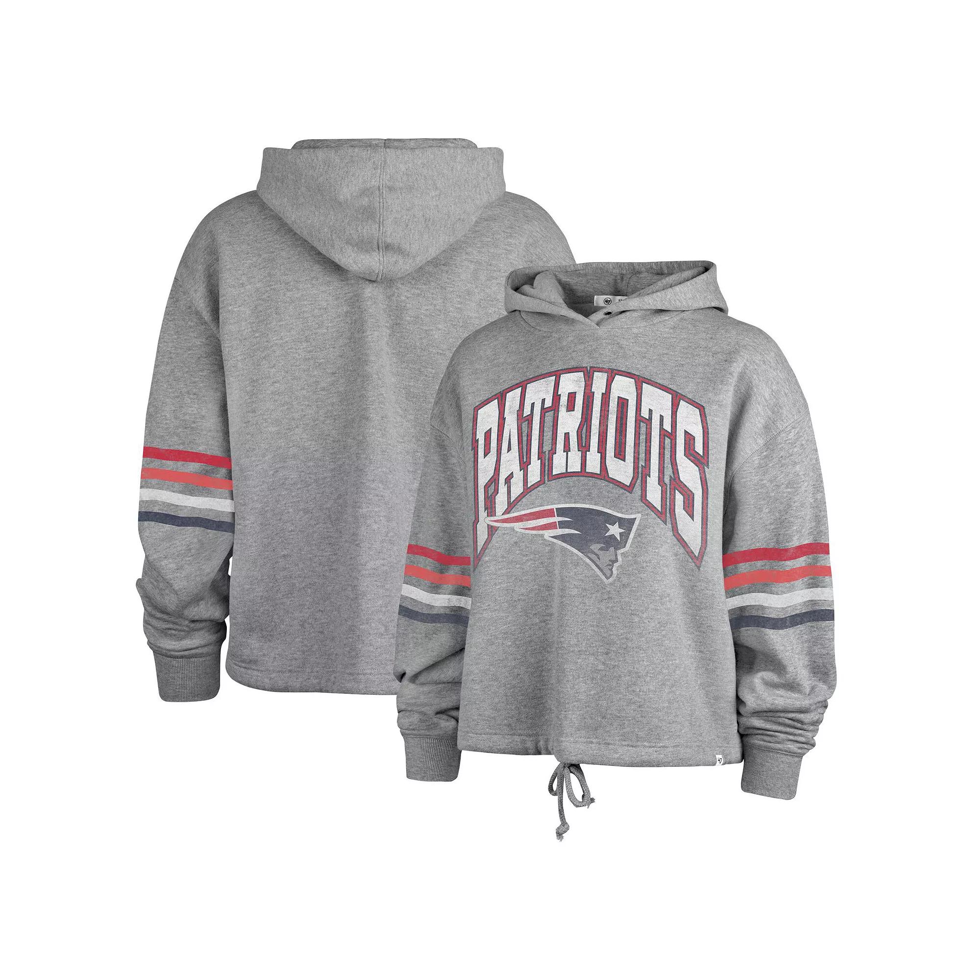 Women's '47 Heather Gray New England Patriots Upland Bennett Pullover Hoodie,  Product Image