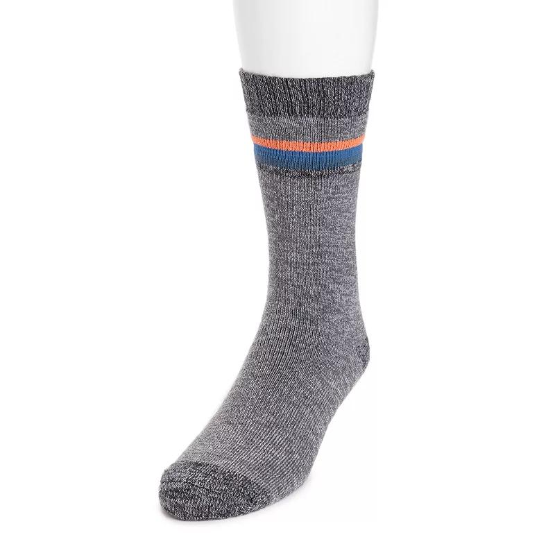 Men's MUK LUKS Stripe Top Crew Socks, Gray Stripe Product Image