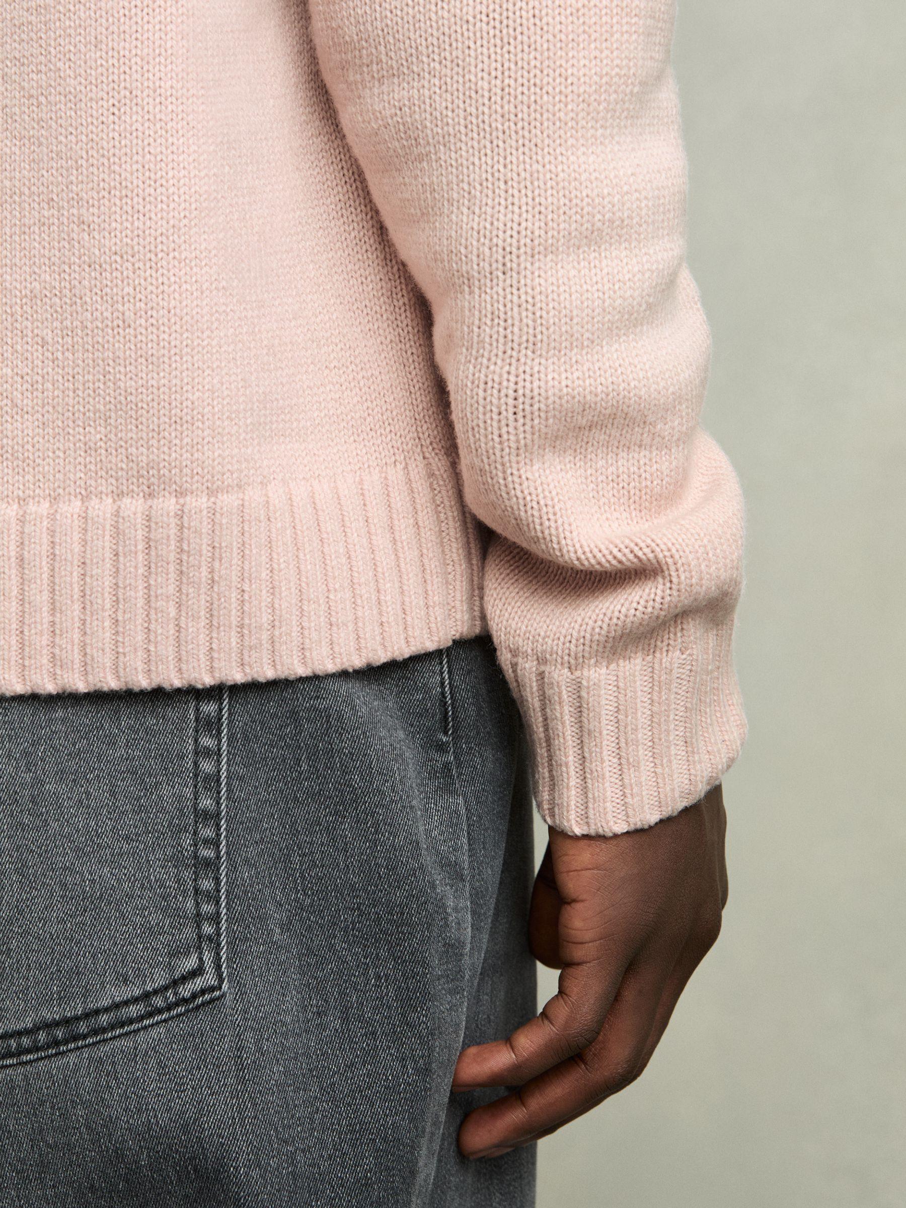 Wool-Blend Long-Sleeve Polo Shirt in Soft Pink Product Image