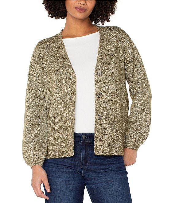 Liverpool Los Angeles Knit Jersey V-Neck Long Sleeve Button Front Cardigan Product Image