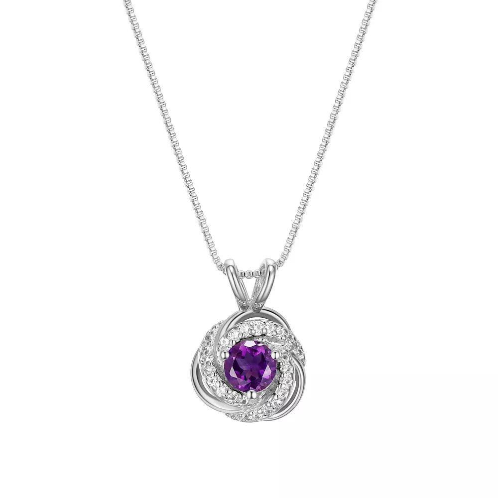 Tokens of Love Sterling Silver Lab-Created Ruby Birthstone Love Knot Pendant Necklace, Women's, Size: 18" Product Image