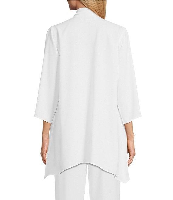 Caroline Rose Matte Crepe Open Front Side Drape 3/4 Sleeve Jacket Product Image