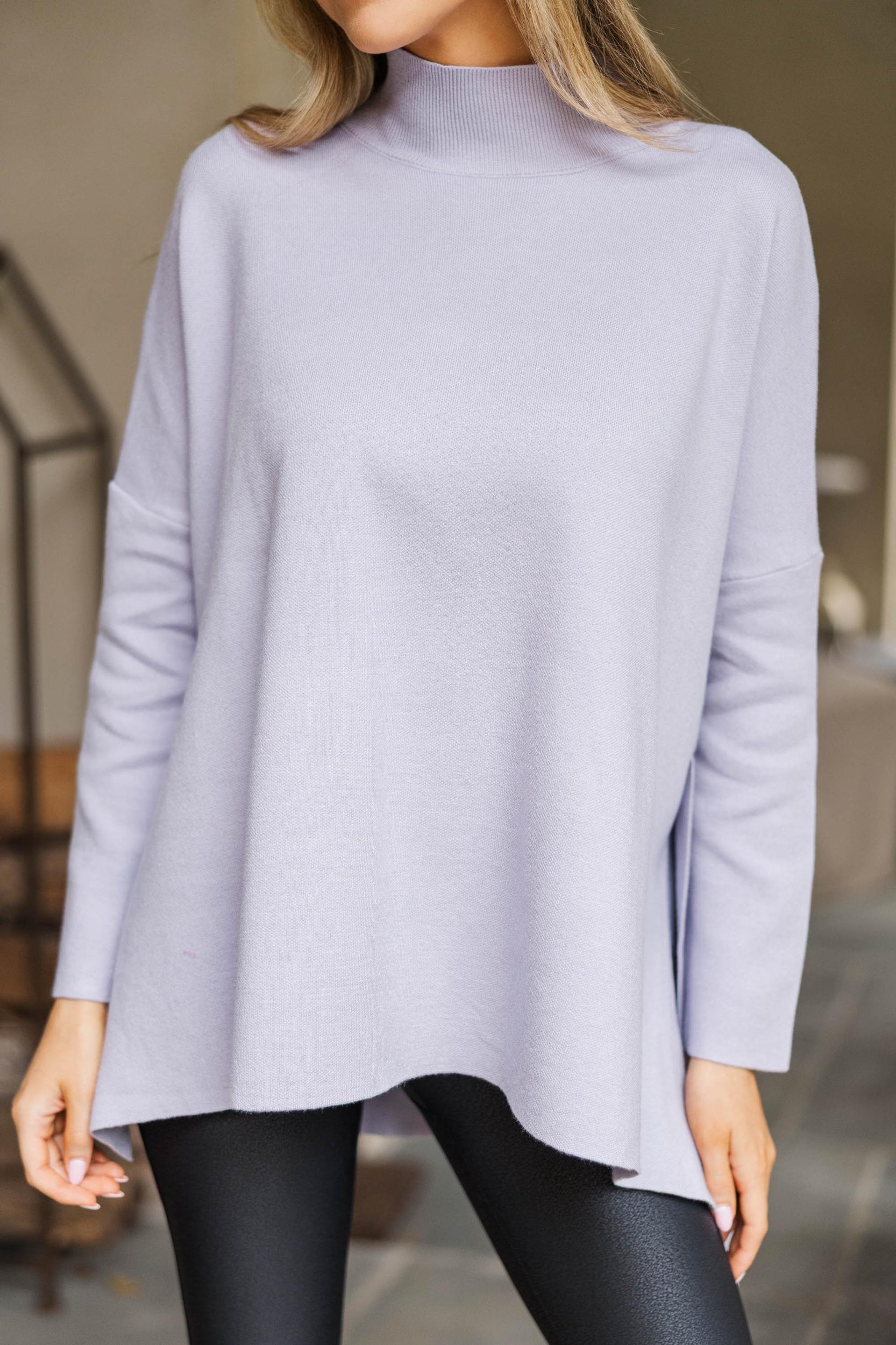 Going With You Lavender Purple Mock Neck Sweater Female Product Image