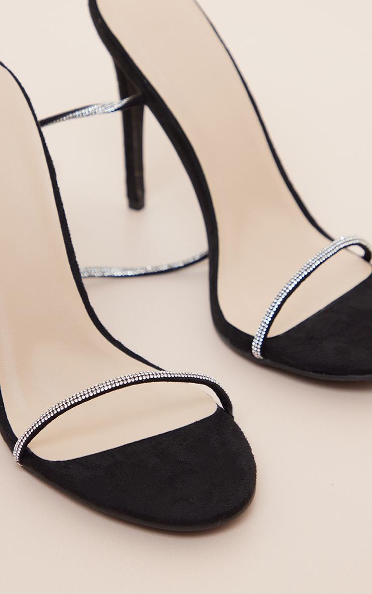 Black Glitter Lace Up Heels Product Image