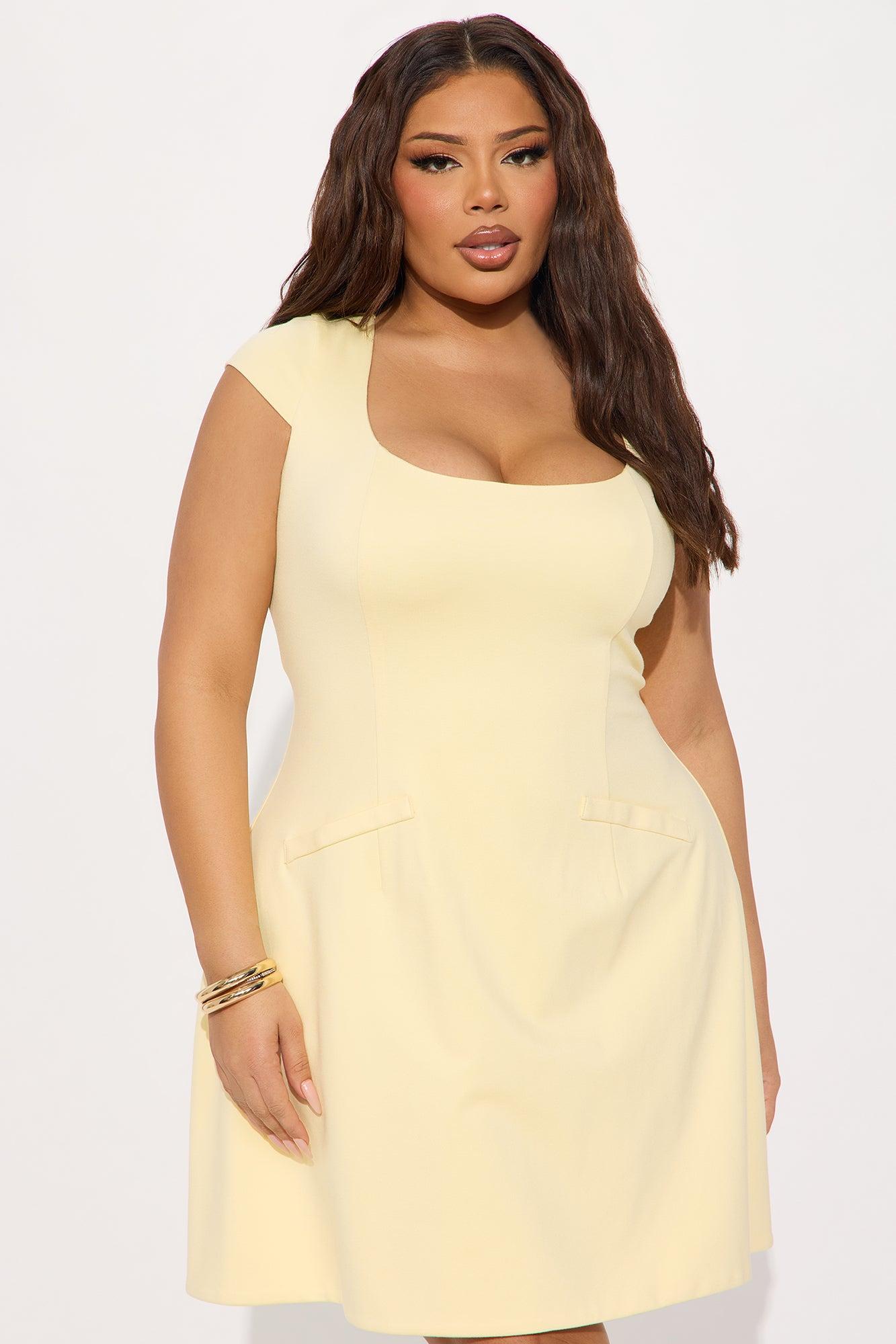 The Karlie Ponte Mini Dress - Butter Yellow Product Image