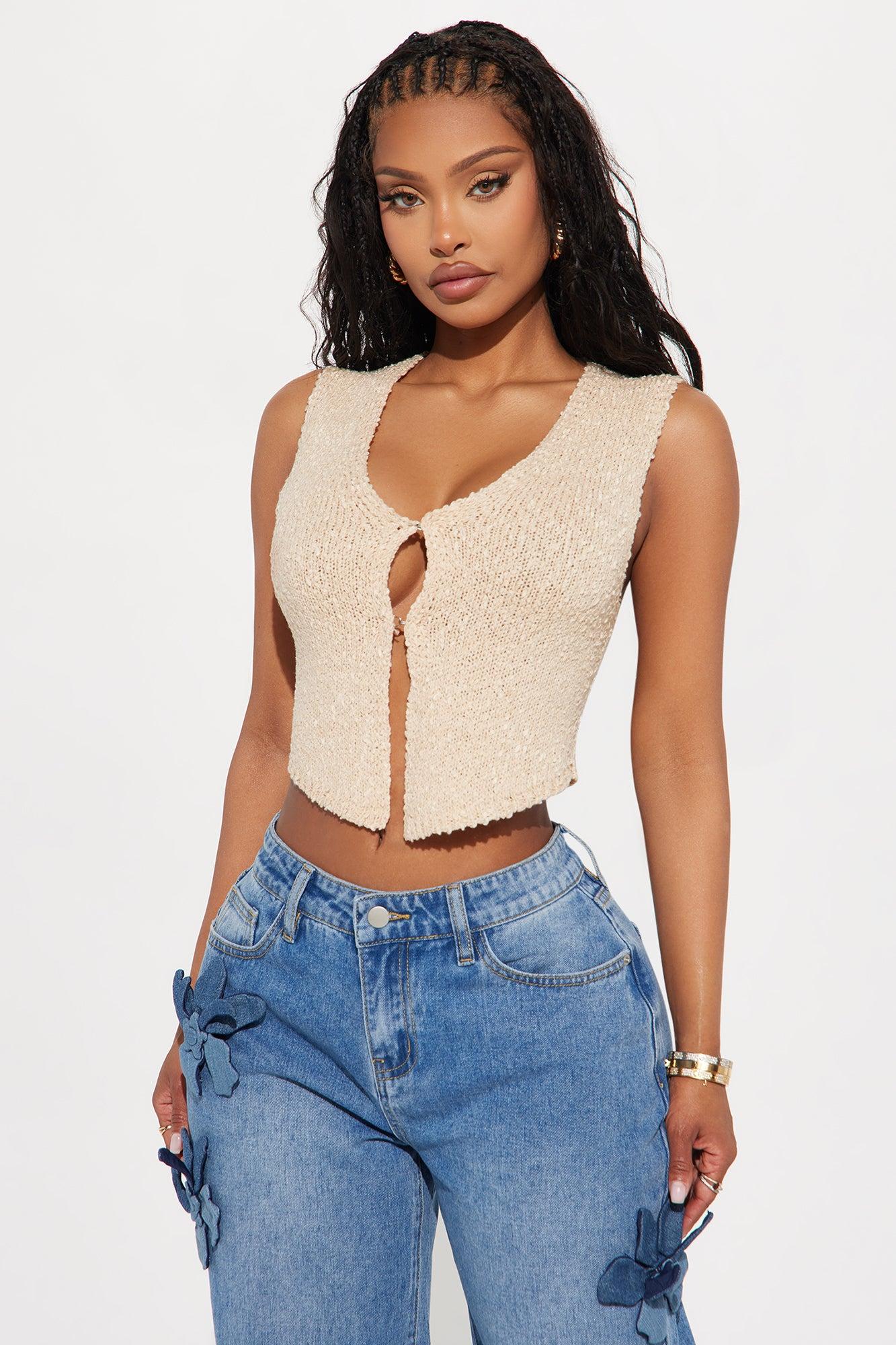 Atheina Sweater Vest Top - Taupe Product Image