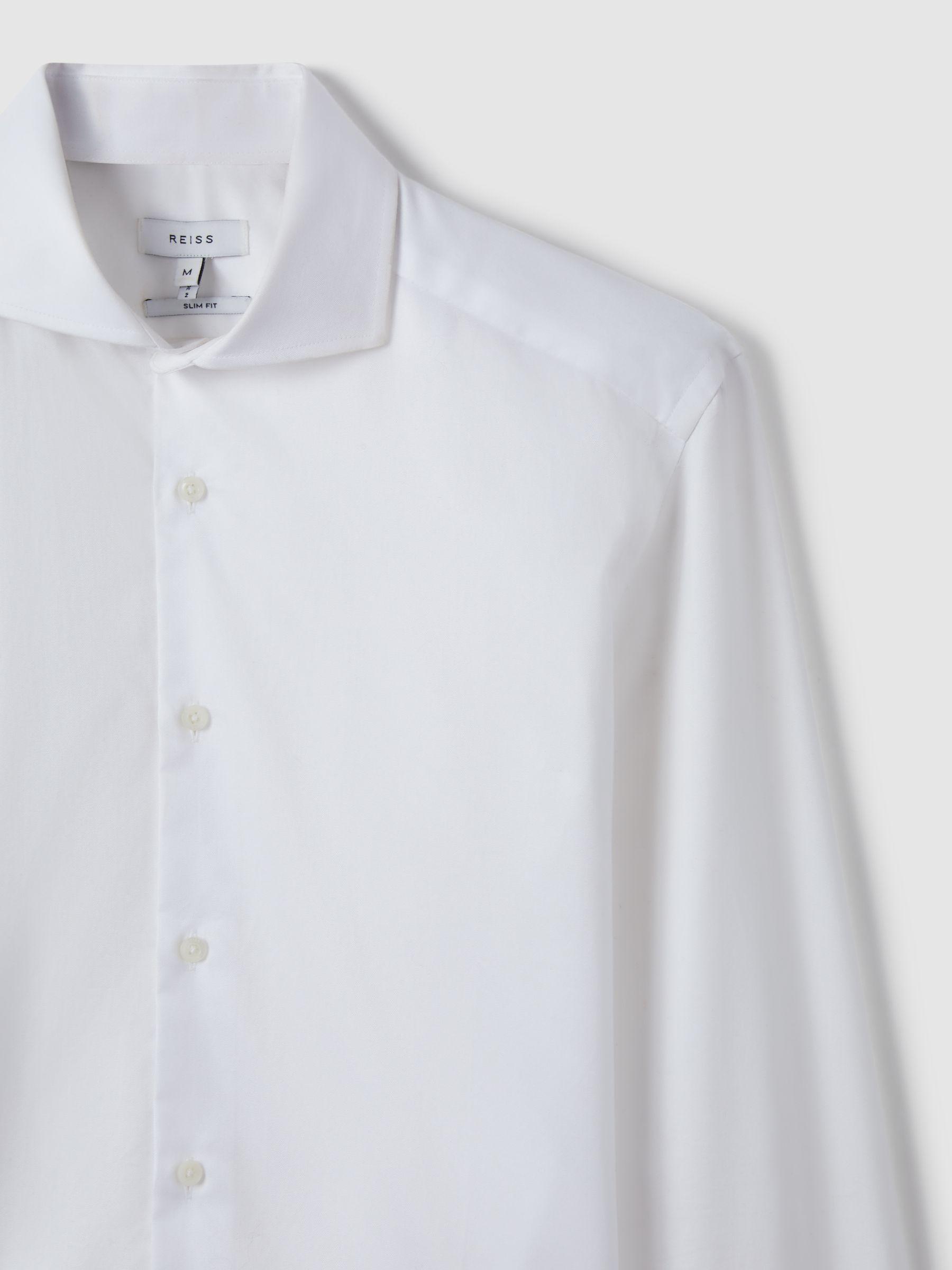 Slim Fit Two-Fold Cotton Shirt in White Product Image