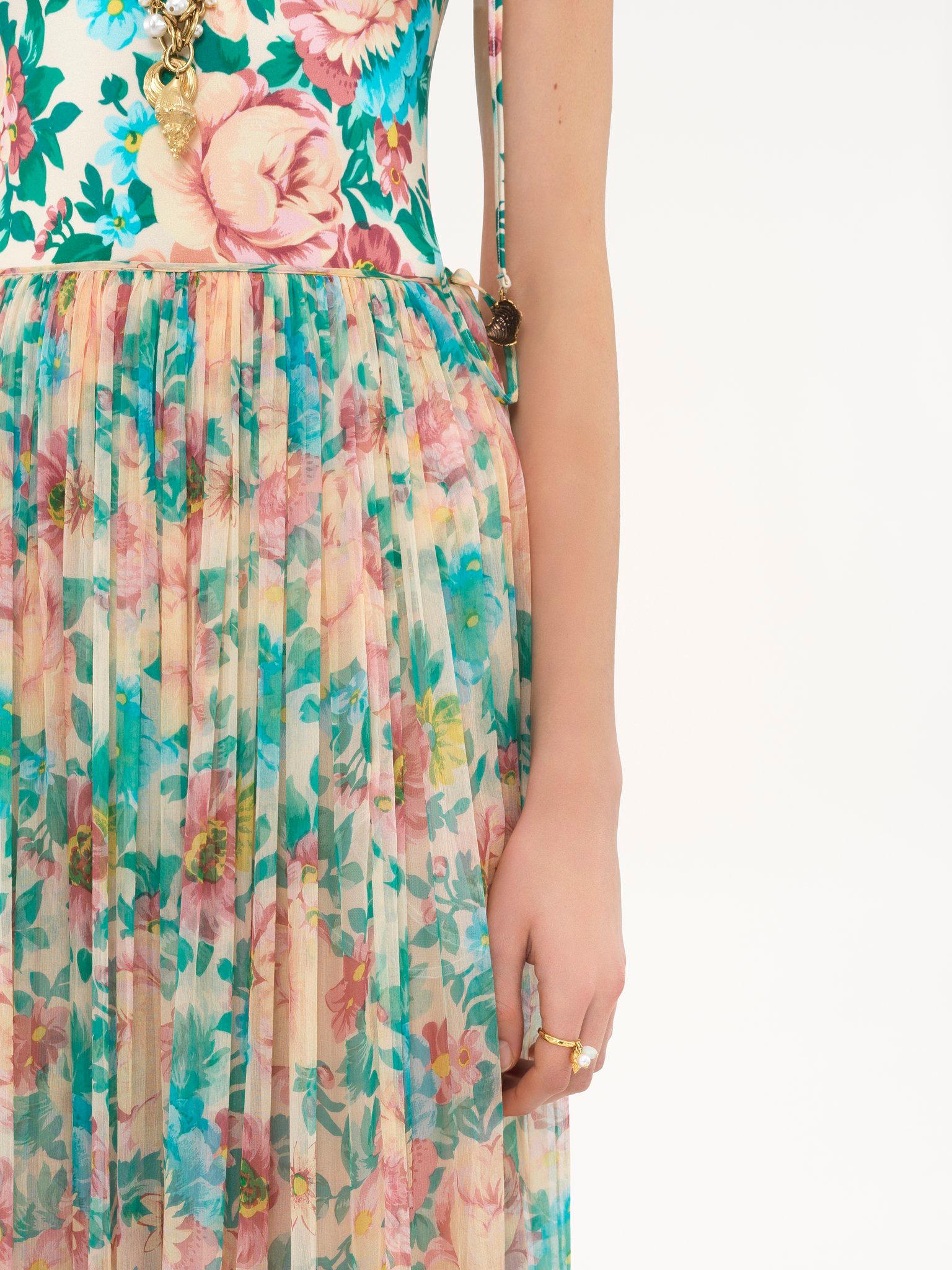 Gathered maxi skirt in silk mousseline Product Image