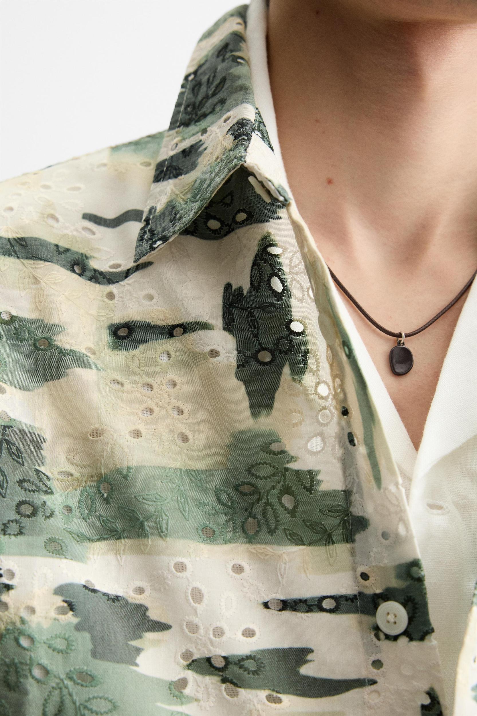 EMBROIDERED CUTWORK PRINT SHIRT Product Image