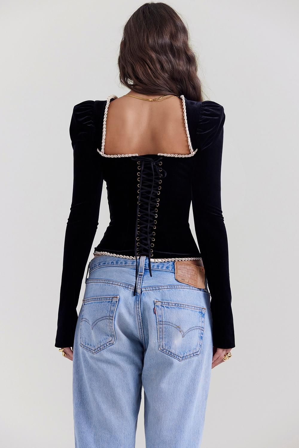 Noa  black velvet corset Product Image