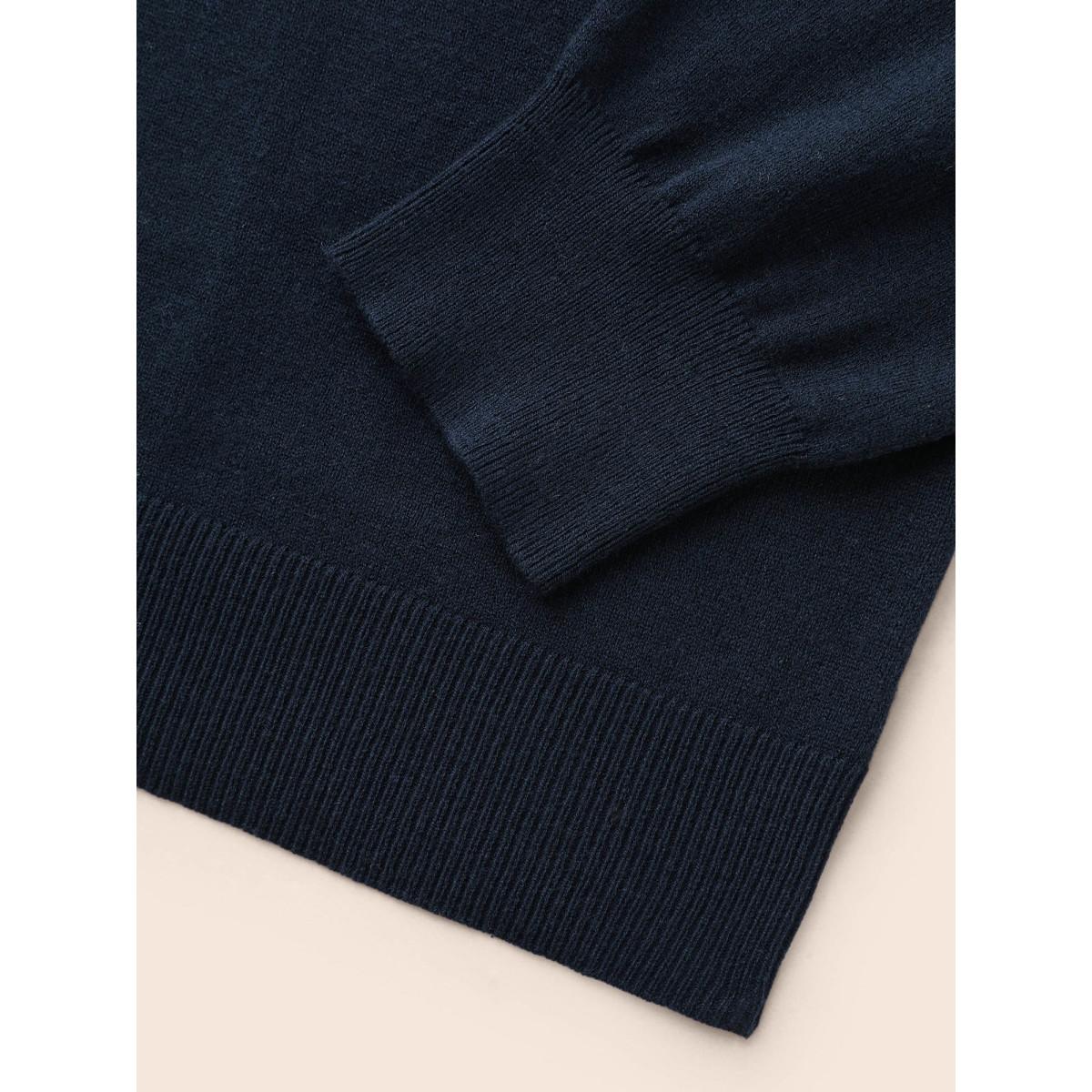 Plus Size Supersoft Chest Pocket Wool Top Indigo Women Casual Loose Long Sleeve Round Neck Everyday Pullovers BloomChic 26/4X Product Image