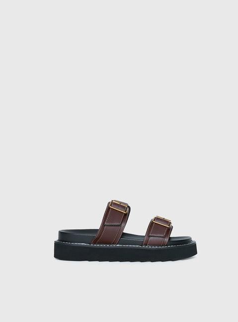 Ma Belle Sandals Contrast Stitch Chocolate Product Image