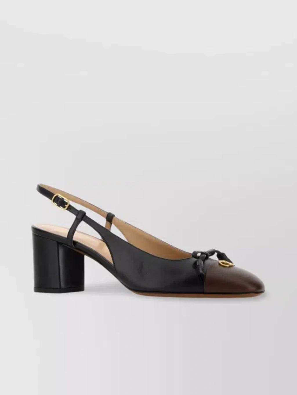 VALENTINO GARAVANI Vlogo 65 Tasseled Two-tone Leather Slingback Pumps In Black Product Image