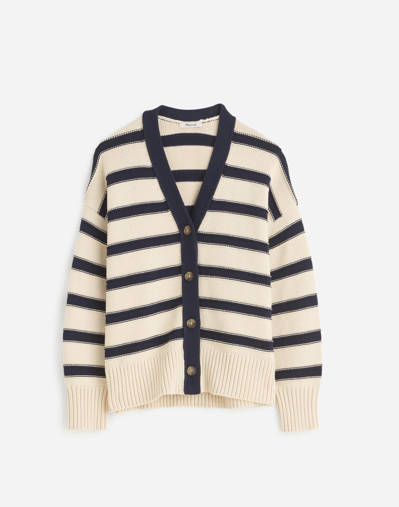 Oversized Cotton Cardigan in Stripe Product Image