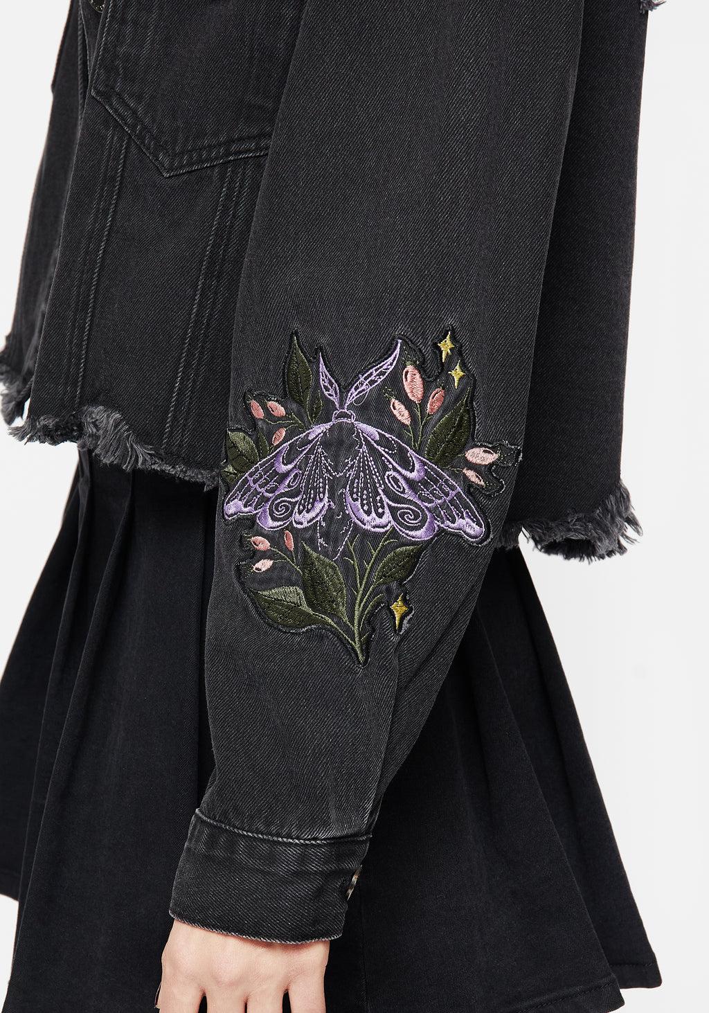 Nirah Embroidered Crop Denim Jacket Product Image
