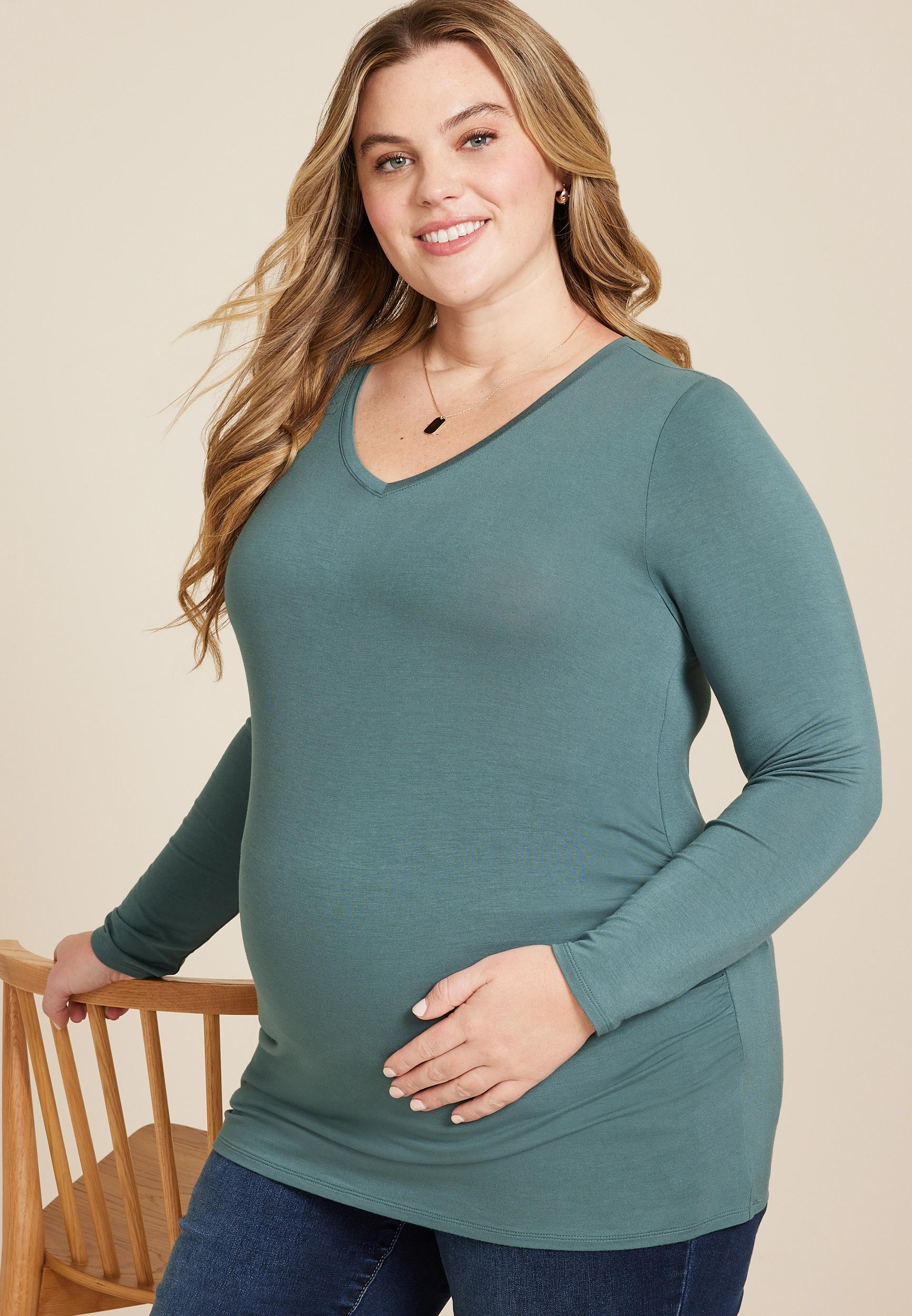Maurices Plus Size Womens V Neck Long Sleeve Maternity Tee Product Image