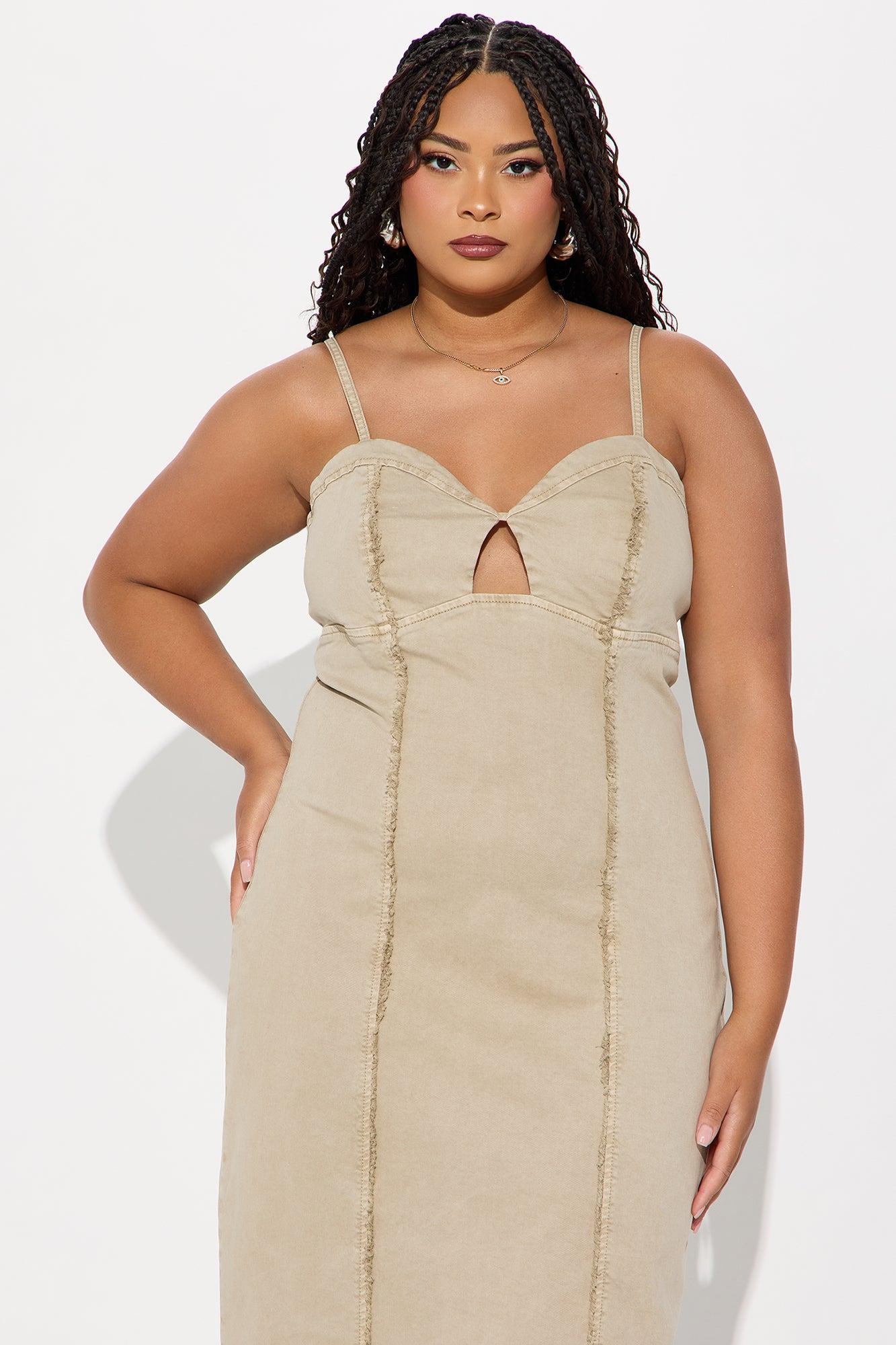 Margot Twill Maxi Dress - Beige Product Image