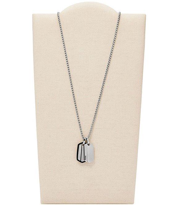 Fossil Men's Chevron Stainless Steel Dog Tag Necklace Product Image