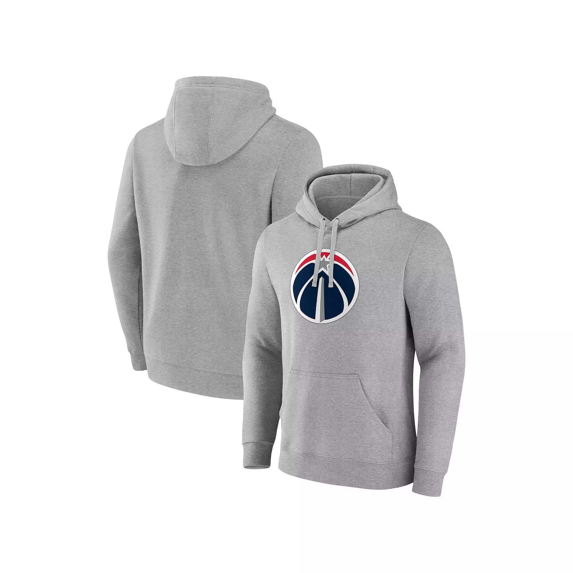 Men's Fanatics Branded  Heather Gray Washington Wizards Primary Logo Pullover Hoodie, Size: 2XL, Wiz Grey Product Image