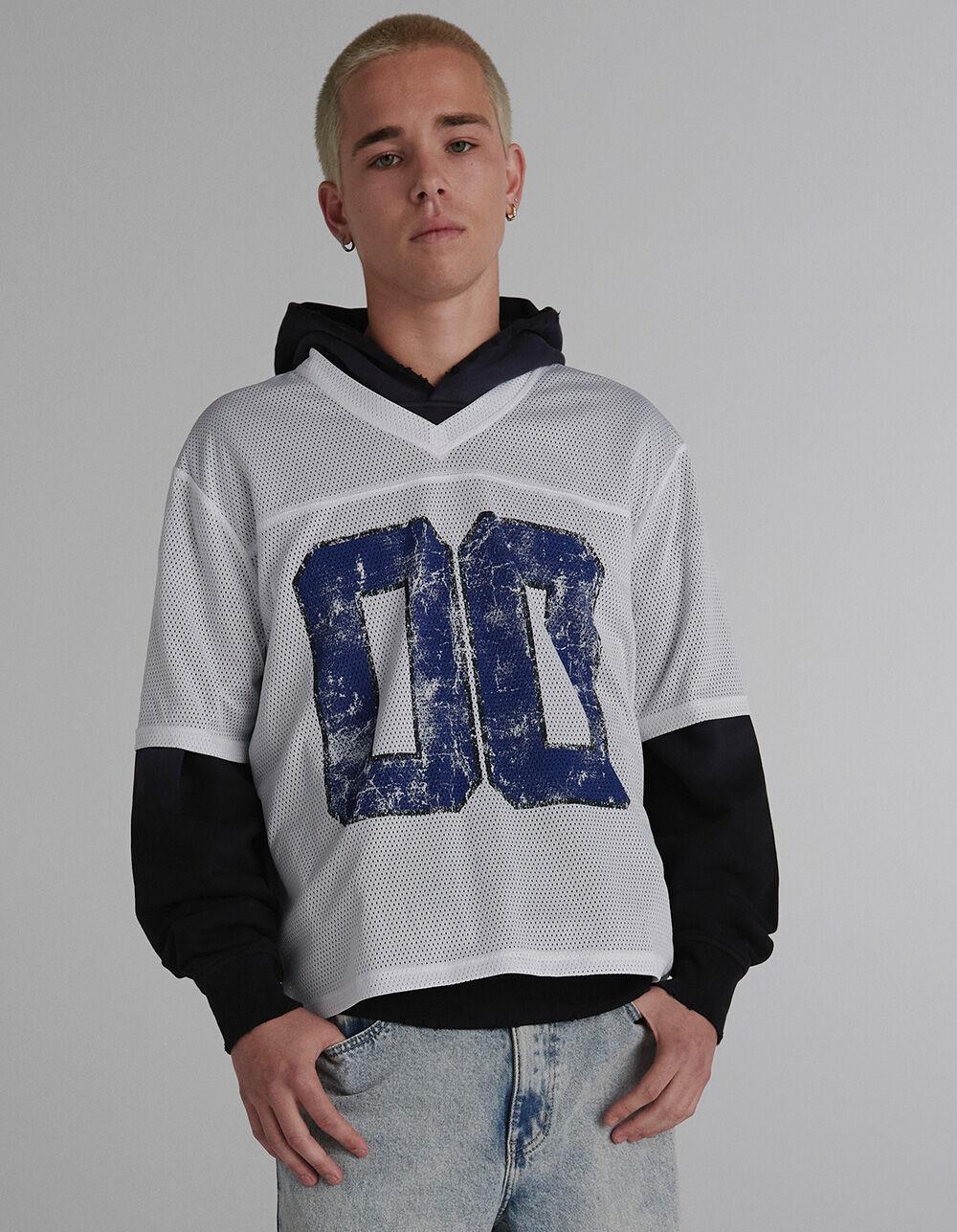 RSQ Mesh Boxy Football Jersey - WHITE Product Image